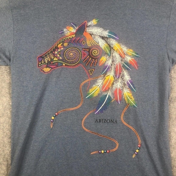 VTG Sportex Horse Feather Mane Graphic T Shirt Sz Medium Made in USA Blue - Picture 4 of 8